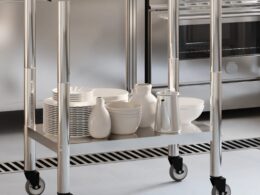 vidaXL Kitchen Work Table with Wheels 32.5"x21.7"x33.5" Stainless Steel