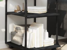 vidaXL Printer Stand 3-Tier Black 16.9"x18.9"x25.2" Engineered Wood