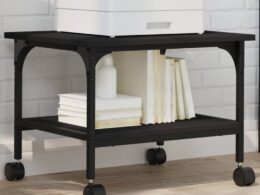 vidaXL Printer Stand 2-Tier Black 19.7"x15.7"x15" Engineered Wood