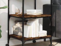 vidaXL Printer Stand 3-Tier Smoked Oak 19.7"x16.1"x29.5" Engineered Wood
