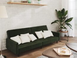 vidaXL 2-Seater Sofa Bed Dark Green Velvet
