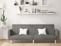 vidaXL 2-Seater Sofa Bed Dark Gray Fabric