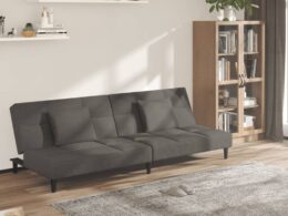 vidaXL 2-Seater Sofa Bed with Two Pillows Dark Gray Velvet