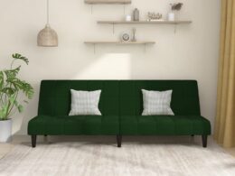 vidaXL 2-Seater Sofa Bed Dark Green Velvet