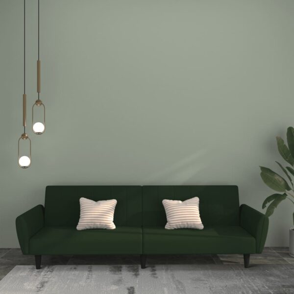 vidaXL 2-Seater Sofa Bed Dark Green Velvet