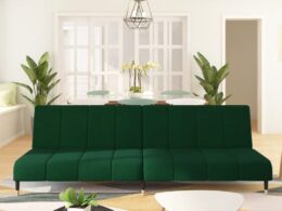 vidaXL 2-Seater Sofa Bed Dark Green Velvet