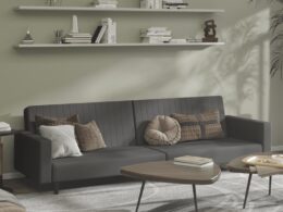 vidaXL 2-Seater Sofa Bed Dark Gray Velvet