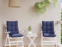 vidaXL Lowback Chair Cushions 2 pcs Navy Blue Oxford Fabric
