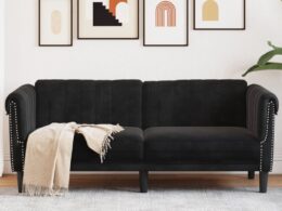 vidaXL Sofa 2-Seater Black Velvet
