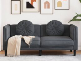 vidaXL Sofa with Cushions 2-Seater Dark Gray Velvet