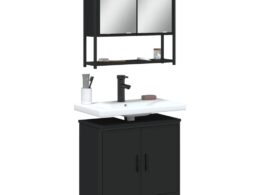 vidaXL 2 Piece Bathroom Furniture Set Black Engineered Wood