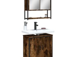 vidaXL 2 Piece Bathroom Furniture Set Smoked Oak Engineered Wood