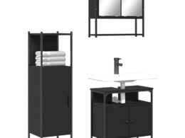 vidaXL 3 Piece Bathroom Furniture Set Black Engineered Wood
