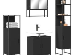 vidaXL 4 Piece Bathroom Furniture Set Black Engineered Wood