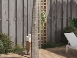 vidaXL Outdoor Shower Gray 21.7"x23.6"x88.2" Poly Rattan and Acacia Wood