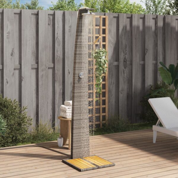 vidaXL Outdoor Shower Gray 21.7"x23.6"x88.2" Poly Rattan and Acacia Wood