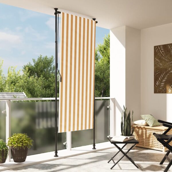 vidaXL Outdoor Roller Blind Orange and White 47.2"x106.3" Fabric&Steel