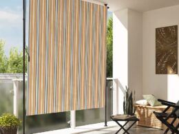 vidaXL Outdoor Roller Blind Yellow and White 59.1"x106.3" Fabric&Steel