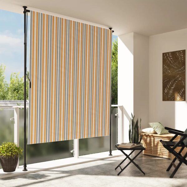 vidaXL Outdoor Roller Blind Yellow and White 59.1"x106.3" Fabric&Steel