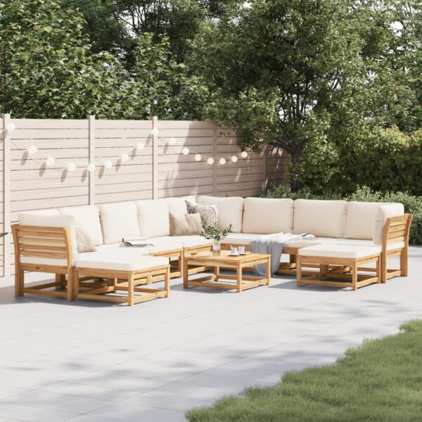 vidaXL 11 Piece Patio Lounge Set with Cushions Solid Wood Acacia