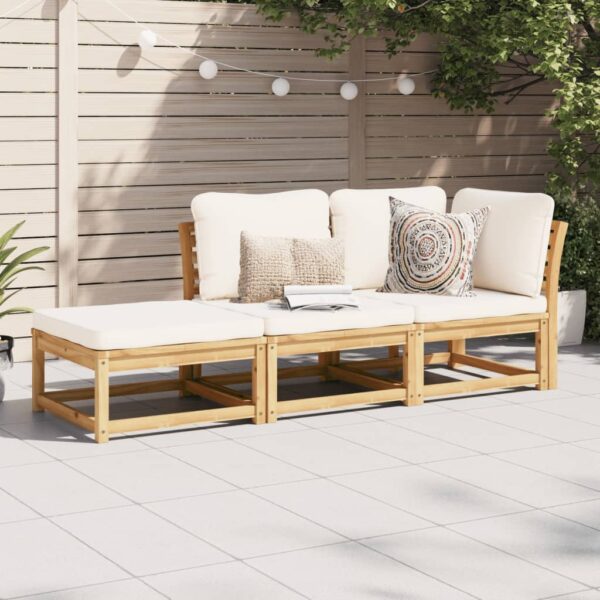 vidaXL 3 Piece Patio Lounge Set with Cushions Solid Wood Acacia