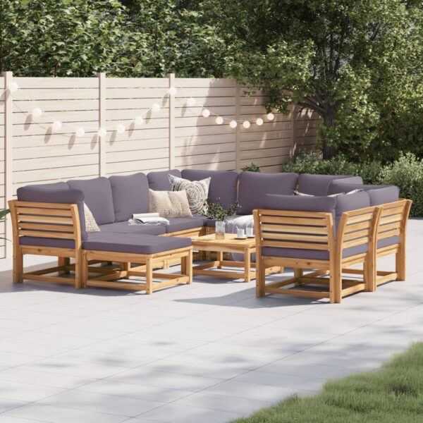 vidaXL 10 Piece Patio Lounge Set with Cushions Solid Wood Acacia