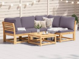 vidaXL 5 Piece Patio Lounge Set with Cushions Solid Wood Acacia