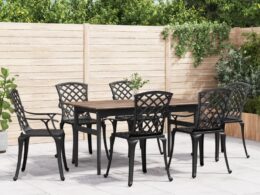 vidaXL Patio Chairs 6 pcs Cast Aluminum Black