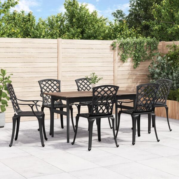 vidaXL Patio Chairs 6 pcs Cast Aluminum Black