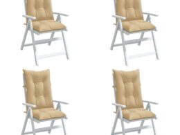 vidaXL Highback Chair Cushions 4 pcs Melange Beige 47.2"x19.7"x2.8" Fabric