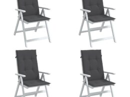 vidaXL Highback Chair Cushions 4 pcs Melange Anthracite 47.2"x19.7"x1.6" Fabric