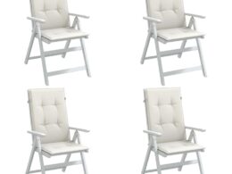 vidaXL Highback Chair Cushions 4 pcs Melange Cream 47.2"x19.7"x1.6" Fabric