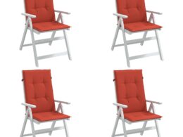 vidaXL Highback Chair Cushions 4 pcs Melange Red 47.2"x19.7"x1.6" Fabric