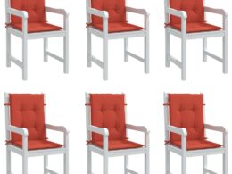 vidaXL Lowback Chair Cushions 6 pcs Melange Red 39.4"x19.7"x1.6" Fabric