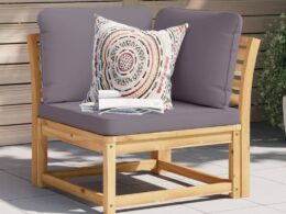 vidaXL Patio Sofa Corner with Cushions 28.7"x28.7"x25.6" Solid Wood Acacia