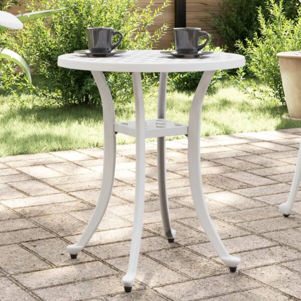 vidaXL Patio Table White Ø18.9"x20.9" Cast Aluminum