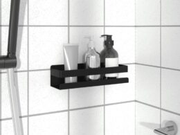 vidaXL Shower Shelf Matt Black 9.1"x2.6"x2.4" Brushed 304 Stainless Steel