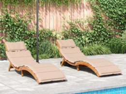 vidaXL Sun Loungers with Cushions 2 pcs Beige Solid Wood Acacia