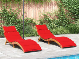 vidaXL Sun Loungers with Cushions 2 pcs Red Solid Wood Acacia