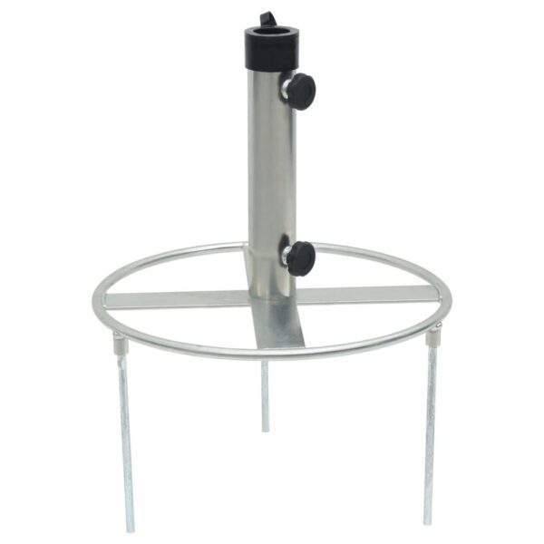vidaXL Parasol Base with Ground Spikes for Ø1.5"/1.9" Silver Steel