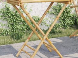 vidaXL Folding Tray Table 27.8"x16.7"x31.5" Bamboo