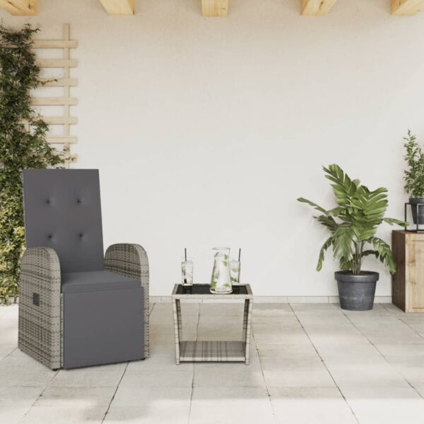vidaXL 2 Piece Patio Dining Set with Cushions Gray Poly Rattan