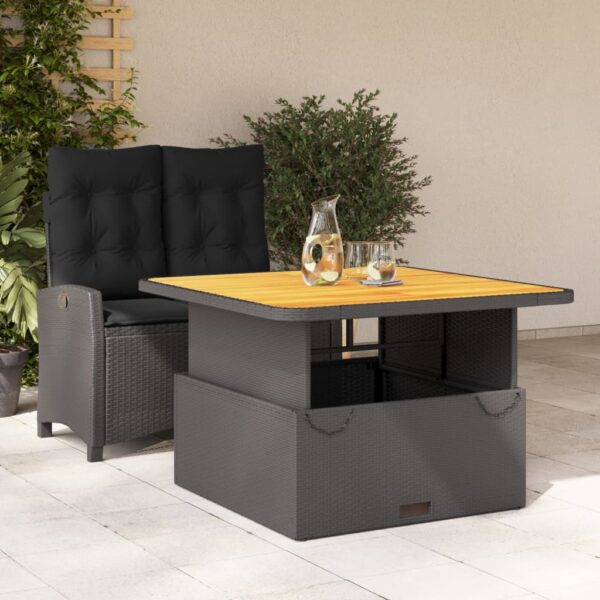 vidaXL 2 Piece Patio Dining Set with Cushions Black Poly Rattan