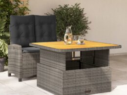 vidaXL 2 Piece Patio Dining Set with Cushions Gray Poly Rattan