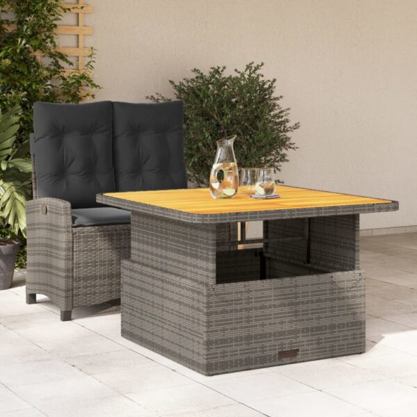 vidaXL 2 Piece Patio Dining Set with Cushions Gray Poly Rattan