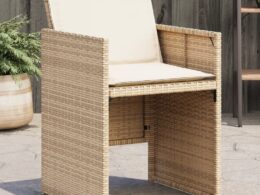 vidaXL Patio Chairs with Cushions 4 pcs Beige Poly Rattan