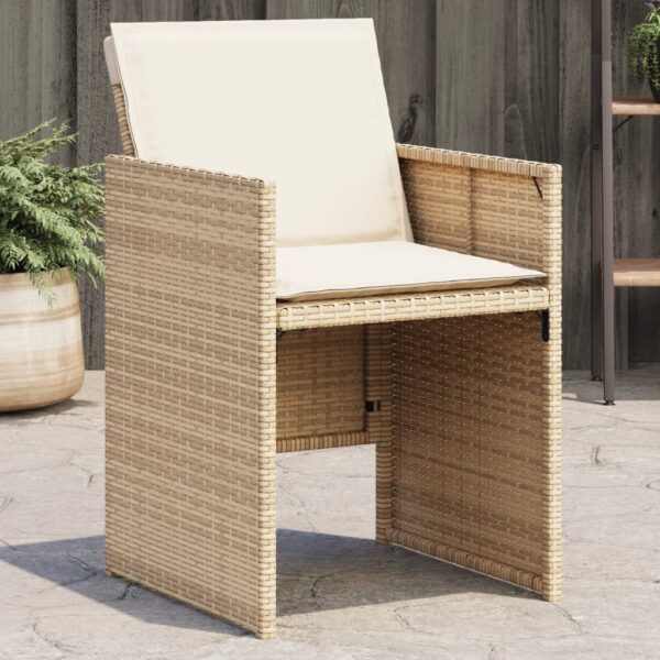 vidaXL Patio Chairs with Cushions 4 pcs Beige Poly Rattan