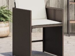 vidaXL Patio Chairs with Cushions 4 pcs Brown Poly Rattan