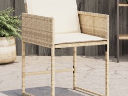 vidaXL Patio Chairs with Cushions 4 pcs Beige Poly Rattan