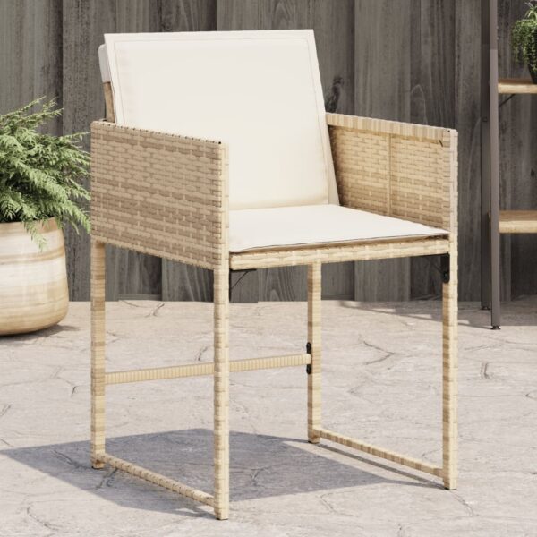 vidaXL Patio Chairs with Cushions 4 pcs Beige Poly Rattan